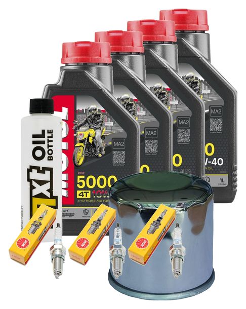 Inspektionspaket 4L 10W-40 + Ölfilter + 3x Zündkerze für Triumph Speed Triple i 955 ccm Bj. 2000 - 2001