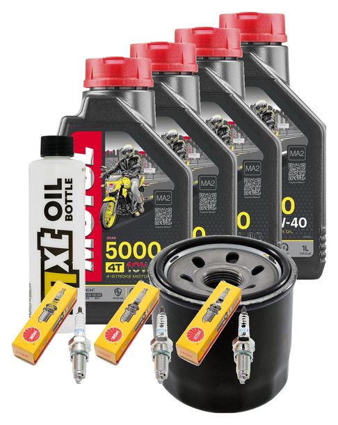 Inspektionspaket 4L 10W-40 + Ölfilter + 3x Zündkerze für Triumph Speed Triple i 955 ccm Bj. 2000 - 2001