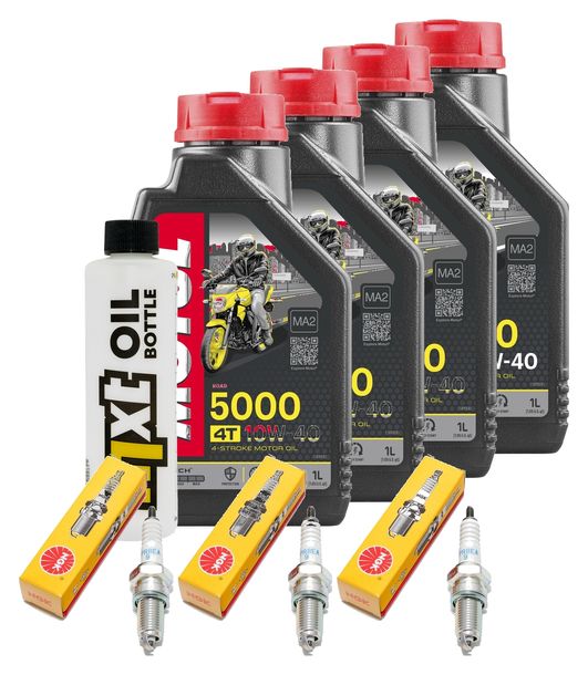 Inspektionspaket 4L 10W-40 + Ölfilter + 3x Zündkerze für Triumph Speed Triple i 955 ccm Bj. 2000 - 2001