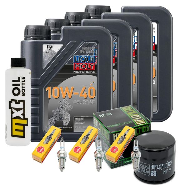Inspektionspaket 4L 10W-40 + Ölfilter + 3x Zündkerze für Triumph Speed Triple i 955 ccm Bj. 2000 - 2001