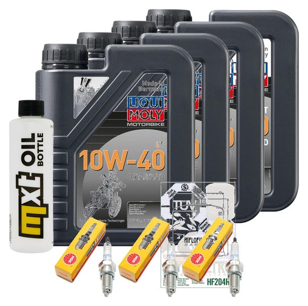 Inspektionspaket 4L 10W-40 + Ölfilter + 3x Zündkerze für Triumph Speed Triple i 955 ccm Bj. 2000 - 2001