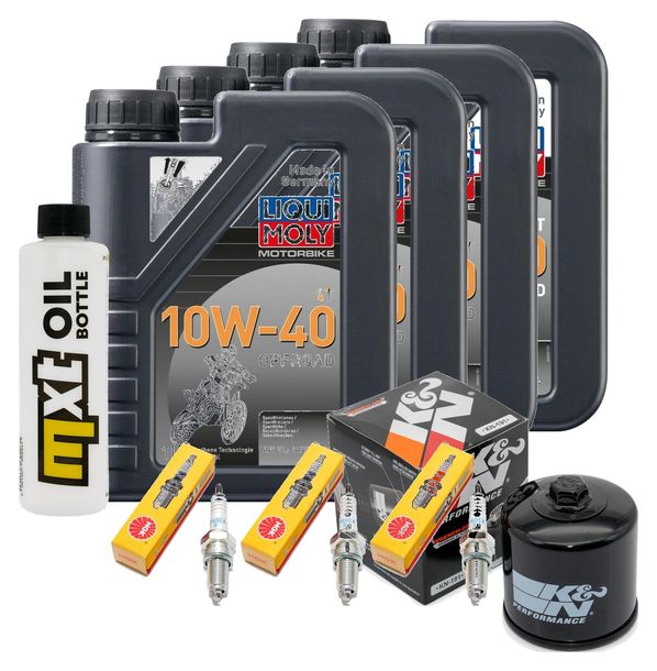 Inspektionspaket 4L 10W-40 + Ölfilter + 3x Zündkerze für Triumph Speed Triple i 955 ccm Bj. 2000 - 2001