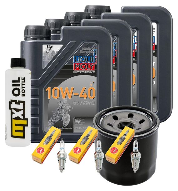 Inspektionspaket 4L 10W-40 + Ölfilter + 3x Zündkerze für Triumph Speed Triple i 955 ccm Bj. 2000 - 2001