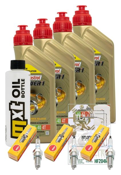 Inspektionspaket 4L 10W-40 + Ölfilter + 3x Zündkerze für Triumph Speed Triple i 955 ccm Bj. 2000 - 2001