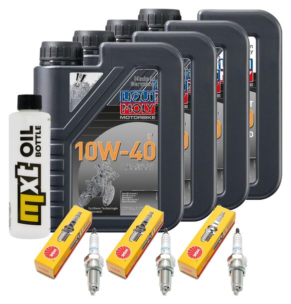 Inspektionspaket 4L 10W-40 + Ölfilter + 3x Zündkerze für Triumph Speed Triple i 955 ccm Bj. 2000 - 2001