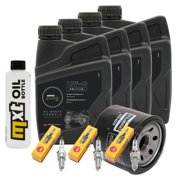 Inspektionspaket 4L 10W-40 + Ölfilter + 3x Zündkerze für Triumph Speed Triple i 955 ccm Bj. 2000 - 2001