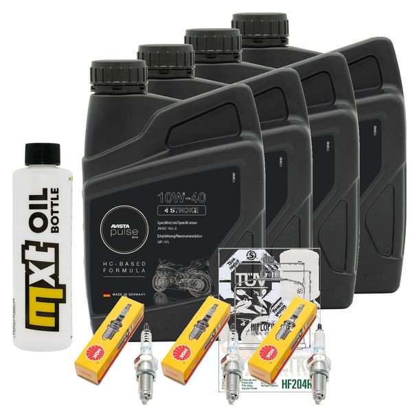 Inspektionspaket 4L 10W-40 + Ölfilter + 3x Zündkerze für Triumph Speed Triple i 955 ccm Bj. 2000 - 2001