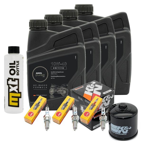Inspektionspaket 4L 10W-40 + Ölfilter + 3x Zündkerze für Triumph Speed Triple i 955 ccm Bj. 2000 - 2001