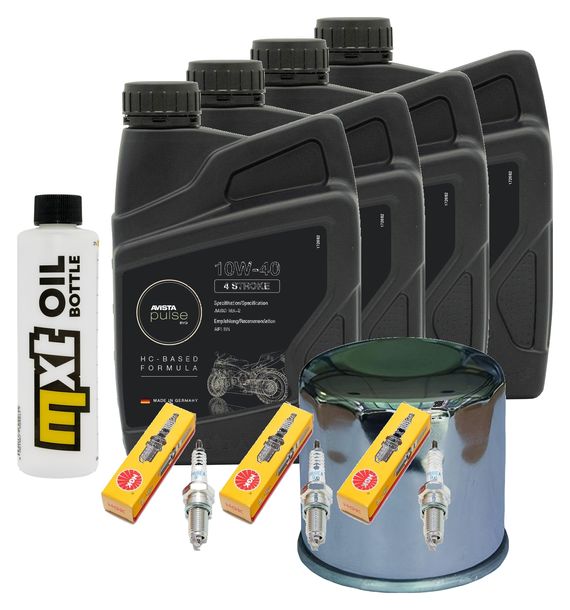 Inspektionspaket 4L 10W-40 + Ölfilter + 3x Zündkerze für Triumph Speed Triple i 955 ccm Bj. 2000 - 2001