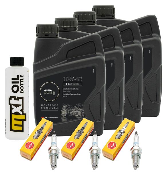 Inspektionspaket 4L 10W-40 + Ölfilter + 3x Zündkerze für Triumph Speed Triple i 955 ccm Bj. 2000 - 2001
