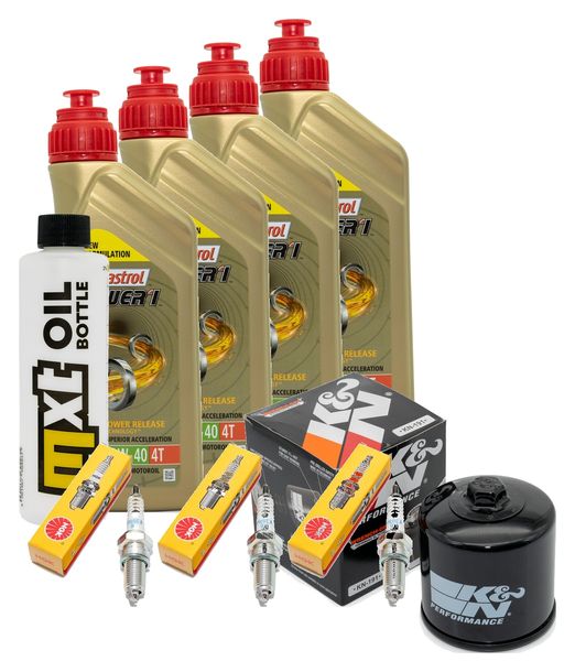 Inspektionspaket 4L 10W-40 + Ölfilter + 3x Zündkerze für Triumph Speed Triple i 955 ccm Bj. 2000 - 2001