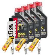 Pacote de Inspeção 4L 10W-40 + Filtro de Óleo + 3x Vela de Ignição para Triumph Speed Triple i 955 ccm Ano de Fabricação 2000 - 2001