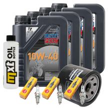 Pacote de Inspeção 4L 10W-40 + Filtro de Óleo + 3x Vela de Ignição para Triumph Speed Triple i 955 ccm Ano de Fabricação 2000 - 2001