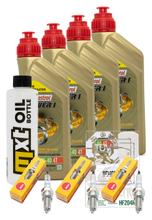 Pacote de Inspeção 4L 10W-40 + Filtro de Óleo + 3x Vela de Ignição para Triumph Speed Triple i 955 ccm Ano de Fabricação 2000 - 2001