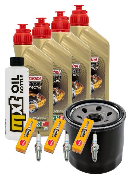 Inspektionspaket 4L 10W-50 + Ölfilter + 3x Zündkerze für Triumph Speed Triple i 955 ccm Bj. 2002