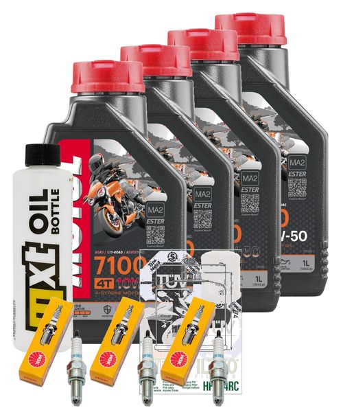 Inspektionspaket 4L 10W-50 + Ölfilter + 3x Zündkerze für Triumph Speed Triple i 955 ccm Bj. 2002