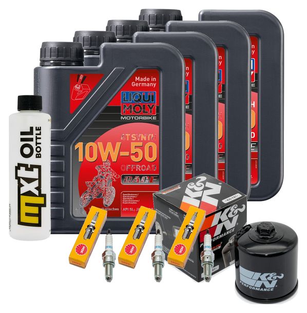 Inspektionspaket 4L 10W-50 + Ölfilter + 3x Zündkerze für Triumph Speed Triple i 955 ccm Bj. 2002
