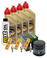 Pacote de Inspeção 4L 10W-50 + Filtro de Óleo + 3x Vela de Ignição para Triumph Speed Triple i 955 ccm Ano. 2002