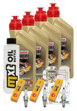 Pacote de Inspeção 4L 10W-50 + Filtro de Óleo + 3x Vela de Ignição para Triumph Speed Triple i 955 ccm Ano. 2002