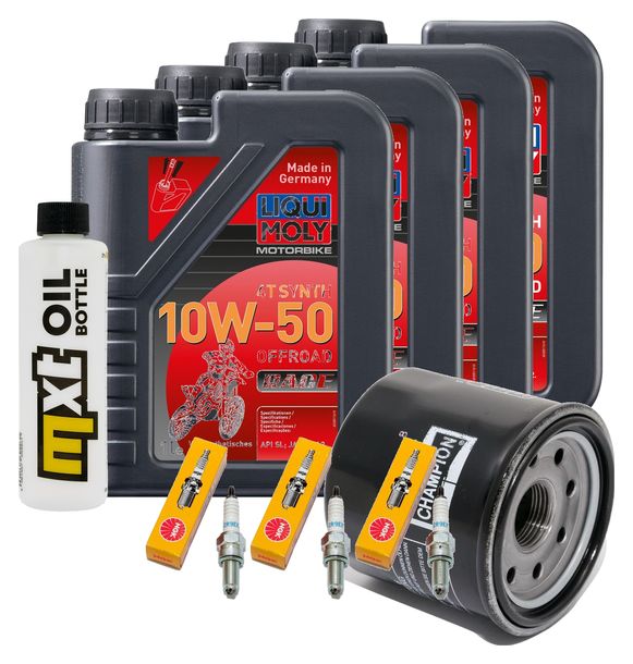 Inspektionspaket 4L 10W-50 + Ölfilter + 3x Zündkerze für Triumph Speed Triple i 955 ccm Bj. 2003