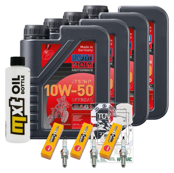 Inspektionspaket 4L 10W-50 + Ölfilter + 3x Zündkerze für Triumph Speed Triple i 955 ccm Bj. 2003