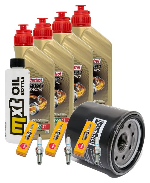 Inspektionspaket 4L 10W-50 + Ölfilter + 3x Zündkerze für Triumph Speed Triple i 955 ccm Bj. 2003