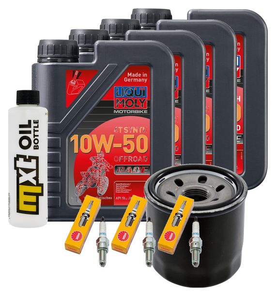 Inspektionspaket 4L 10W-50 + Ölfilter + 3x Zündkerze für Triumph Speed Triple i 955 ccm Bj. 2003