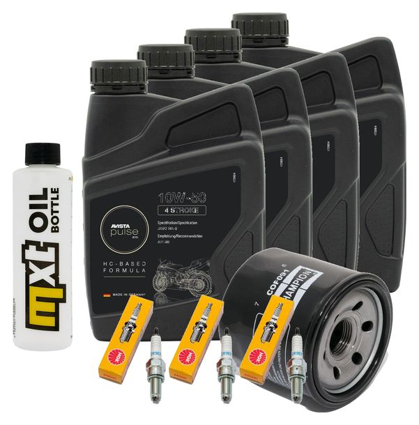 Inspektionspaket 4L 10W-50 + Ölfilter + 3x Zündkerze für Triumph Speed Triple i 955 ccm Bj. 2003