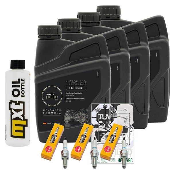 Inspektionspaket 4L 10W-50 + Ölfilter + 3x Zündkerze für Triumph Speed Triple i 955 ccm Bj. 2003