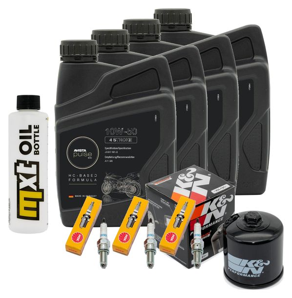 Inspektionspaket 4L 10W-50 + Ölfilter + 3x Zündkerze für Triumph Speed Triple i 955 ccm Bj. 2003