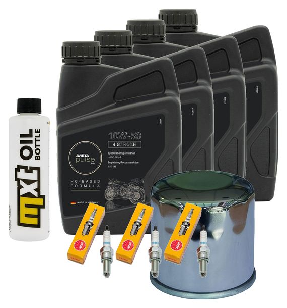 Inspektionspaket 4L 10W-50 + Ölfilter + 3x Zündkerze für Triumph Speed Triple i 955 ccm Bj. 2003