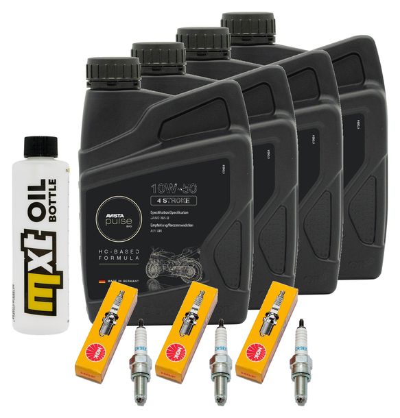 Inspektionspaket 4L 10W-50 + Ölfilter + 3x Zündkerze für Triumph Speed Triple i 955 ccm Bj. 2003