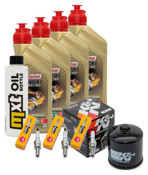 Inspektionspaket 4L 10W-50 + Ölfilter + 3x Zündkerze für Triumph Speed Triple i 955 ccm Bj. 2004