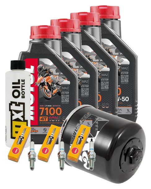 Inspektionspaket 4L 10W-50 + Ölfilter + 3x Zündkerze für Triumph Speed Triple i 955 ccm Bj. 2004