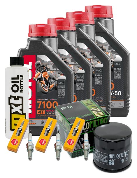 Inspektionspaket 4L 10W-50 + Ölfilter + 3x Zündkerze für Triumph Speed Triple i 955 ccm Bj. 2004