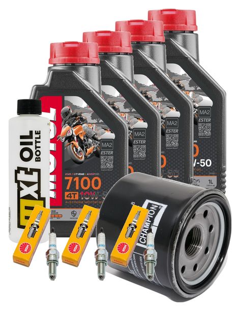 Inspektionspaket 4L 10W-50 + Ölfilter + 3x Zündkerze für Triumph Speed Triple i 955 ccm Bj. 2004