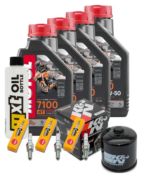 Inspektionspaket 4L 10W-50 + Ölfilter + 3x Zündkerze für Triumph Speed Triple i 955 ccm Bj. 2004