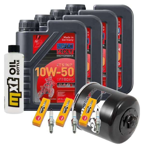 Inspektionspaket 4L 10W-50 + Ölfilter + 3x Zündkerze für Triumph Speed Triple i 955 ccm Bj. 2004
