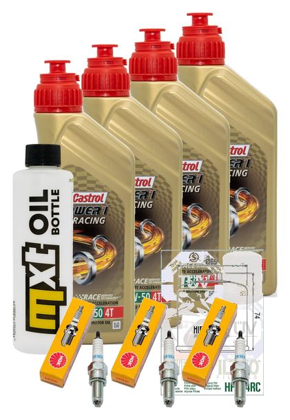 Inspektionspaket 4L 10W-50 + Ölfilter + 3x Zündkerze für Triumph Speed Triple i 955 ccm Bj. 2004
