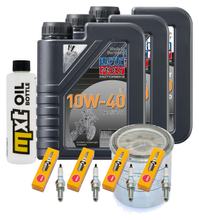 Kit d'inspection 3L 10W-40 + filtre à huile + 4x bougie pour Yamaha FZ 6 Fazer S 600 ccm Année 2004