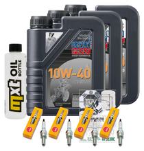 Kit d'inspection 3L 10W-40 + filtre à huile + 4x bougie pour Yamaha FZ 6 Fazer S 600 ccm Année 2004