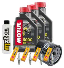 Paquete de inspección 3L 10W-40 + filtro de aceite + 4 bujías para Yamaha FZ 6 Fazer S YZF-R1 600 / 1000 ccm Año 2004 - 2005