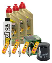 Kit d'inspection 3L 10W-40 + filtre à huile + 4x bougie pour Yamaha FZ 6 Fazer S YZF-R1 600 / 1000 ccm Année 2004 - 2005