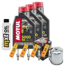 Kit d'inspection 3L 10W-40 + filtre à huile + 4x bougie pour Yamaha FZ 6 Fazer S YZF-R1 600 / 1000 ccm Année 2004 - 2005