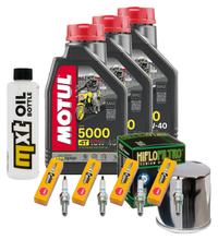 Kit d'inspection 3L 10W-40 + filtre à huile + 4x bougie pour Yamaha FZ 6 Fazer S YZF-R1 600 / 1000 ccm Année 2004 - 2005