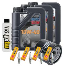 Kit d'inspection 3L 10W-40 + filtre à huile + 4x bougie pour Yamaha FZ 6 Fazer S YZF-R1 600 / 1000 ccm Année 2004 - 2005