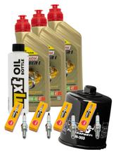 Paquete de inspección 3L 10W-40 + filtro de aceite + 4 bujías para Yamaha FZ 6 Fazer S YZF-R1 600 / 1000 ccm Año 2004 - 2005