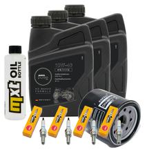 Kit d'inspection 3L 10W-40 + filtre à huile + 4x bougie pour Yamaha FZ 6 Fazer S YZF-R1 600 / 1000 ccm Année 2004 - 2005