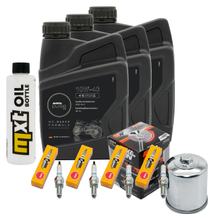 Kit d'inspection 3L 10W-40 + filtre à huile + 4x bougie pour Yamaha FZ 6 Fazer S YZF-R1 600 / 1000 ccm Année 2004 - 2005
