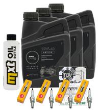 Kit d'inspection 3L 10W-40 + filtre à huile + 4x bougie pour Yamaha FZ 6 Fazer S YZF-R1 600 / 1000 ccm Année 2004 - 2005